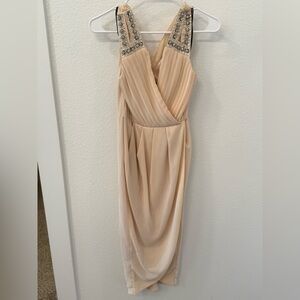 Peach Cream Dress with Embellished Straps xs